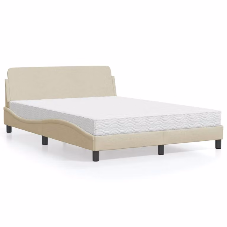 Letto con Materasso Dover vidaXL in Tessuto Beige e Bianco L/P/H: 120 x 200 cm
