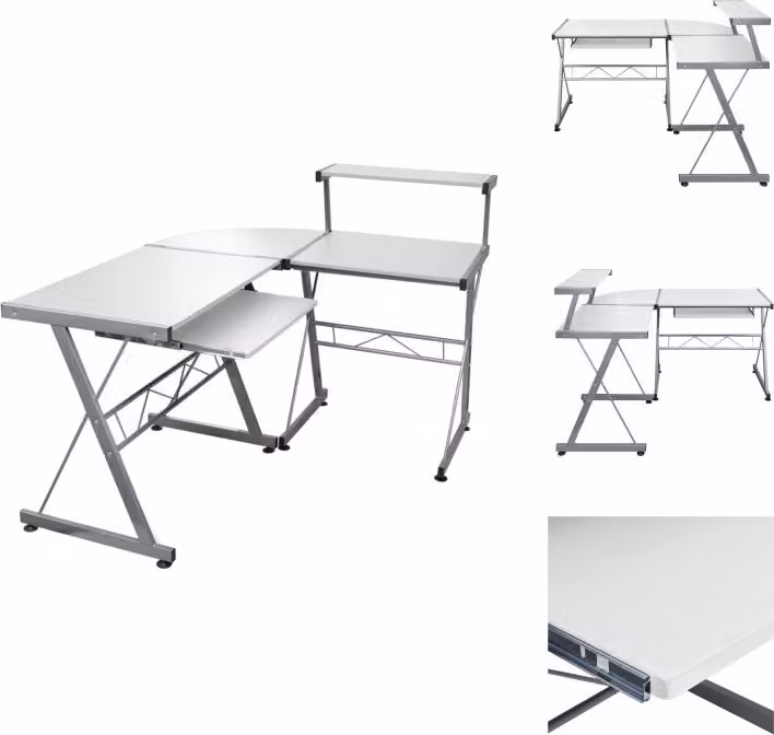 vidaXL Scrivania angolare bianca 132x112x99 cm in legno - Scrivanie