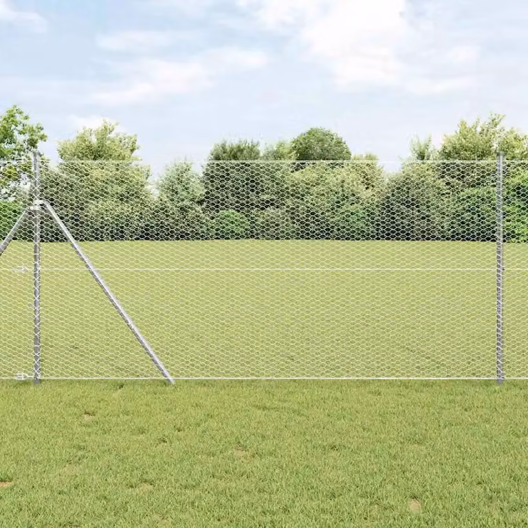 Palo per recinzione rotondo vidaXL in acciaio zincato Argento L: 100 cm, H: 120 cm