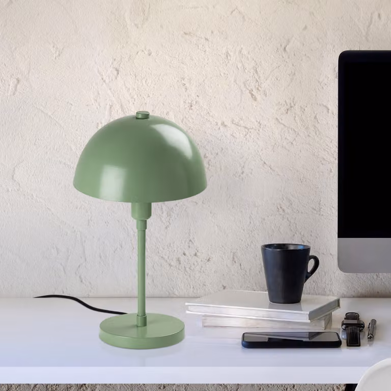 Opviq, lampada da tavolo moderna con struttura in metallo, verde, 20 x 20 x 35 cm | Attacco E14, max. 40 W, cavo da 200 cm con interruttore | Elegante design scandinavo per ogni ambiente.
