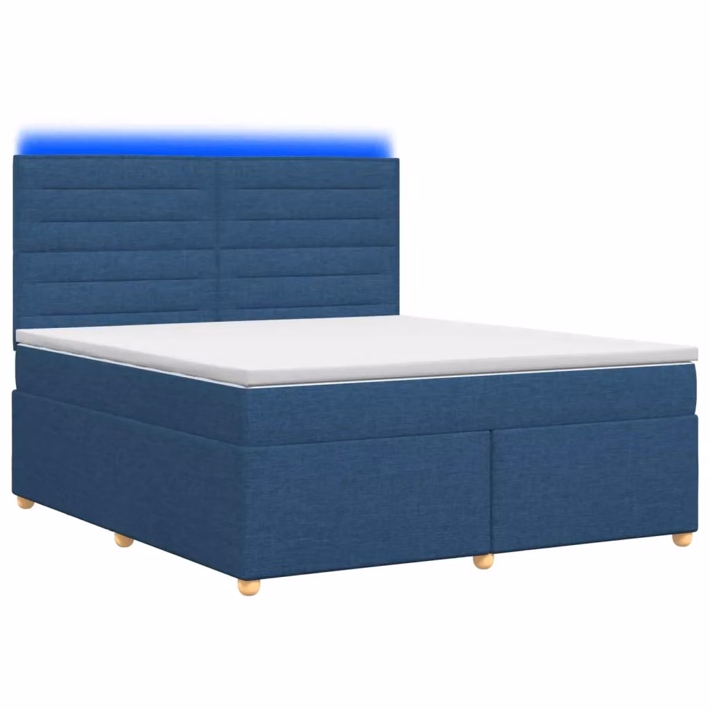 Letto box spring moderno vidaXL con materasso ibrido a molle insacchettate e base contenitore, colore blu, L/P: 180 x 200 cm – 2