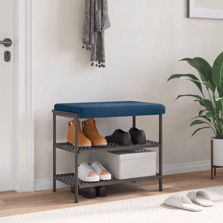 Cuscino per panchina vidaXL in velluto blu con imbottitura in schiuma, L: 60 cm, P: 60 cm, H: 3,5 cm