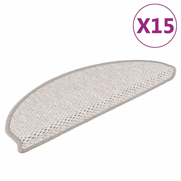 vidaXL Tappeti Autoadesivi Scale Aspetto Sisal 15 pz 65x21x4cm Platino