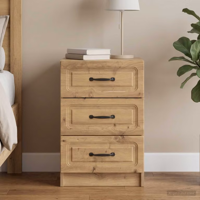 Armadio da Notte Moderno vidaXL in Legno Marrone e Nero L/P/H: 43 x 41 x 63,5 cm