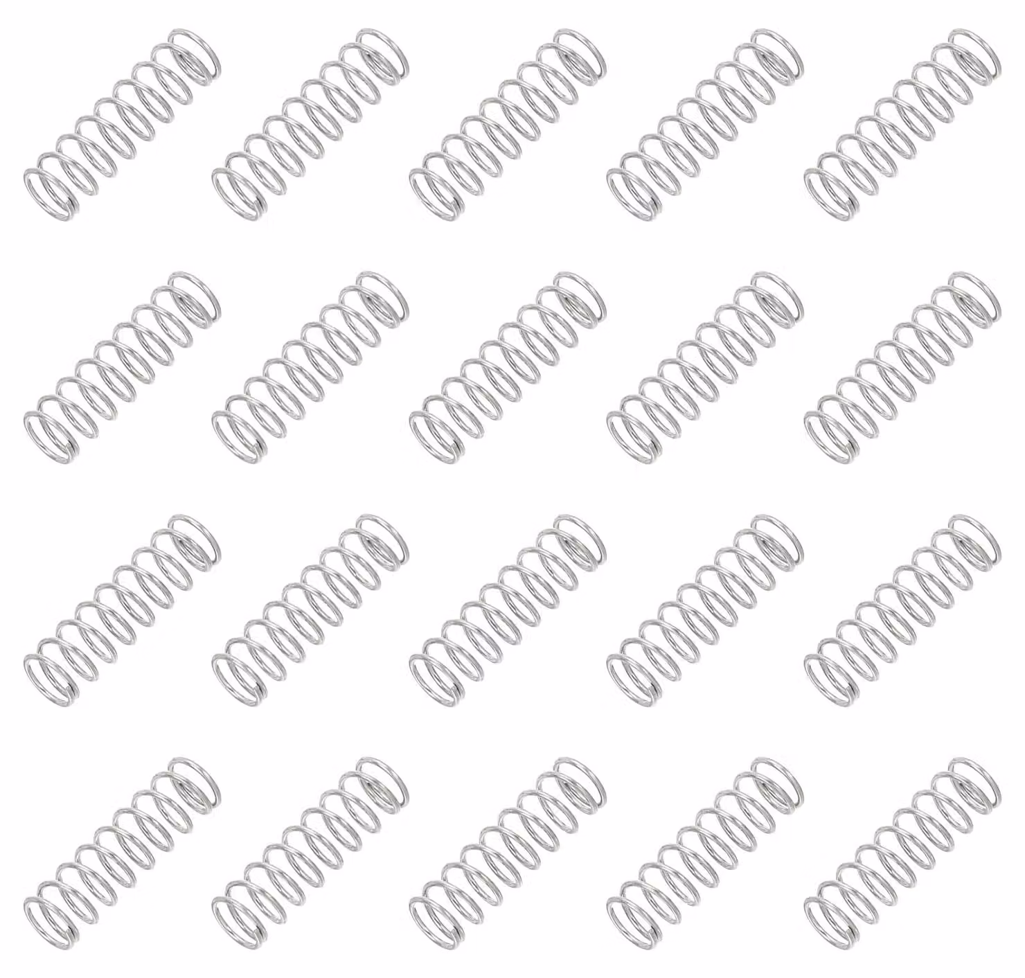 Molle a compression, 20 pezzi, 0,6 x 6 x 20 mm, acciaio inossidabile