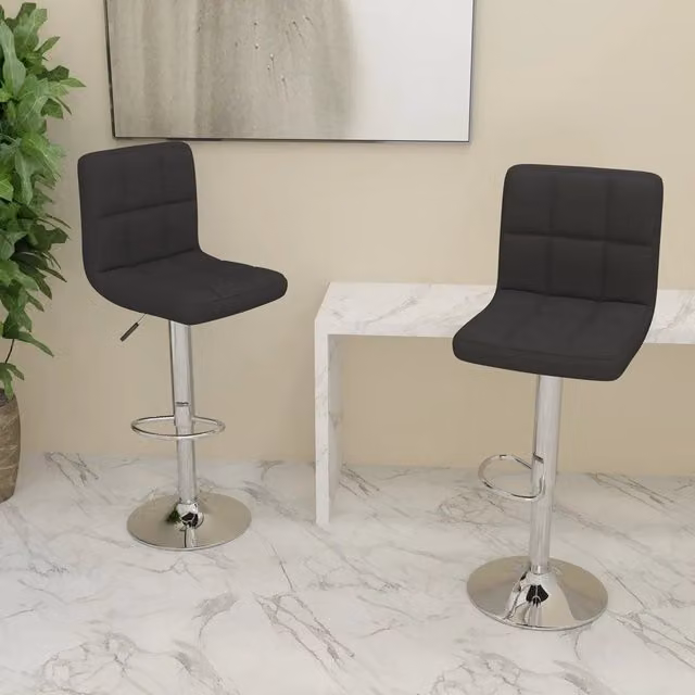 Set di 2 sgabelli da bar vidaXL neri in tessuto e metallo con stile moderno – 1