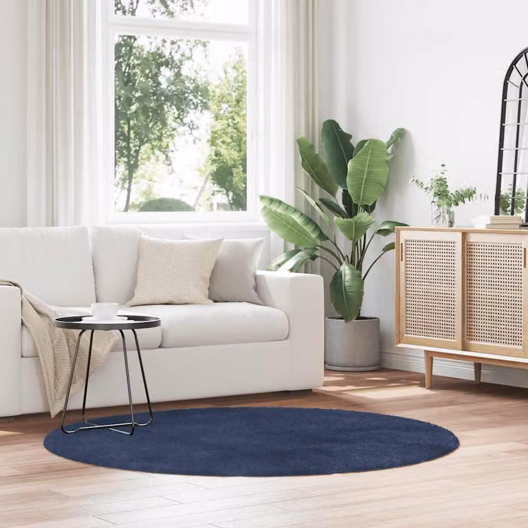 Tappeto Shaggy a Pelo Lungo vidaXL NAVARRA Blu Marino, Diametro: 160 cm