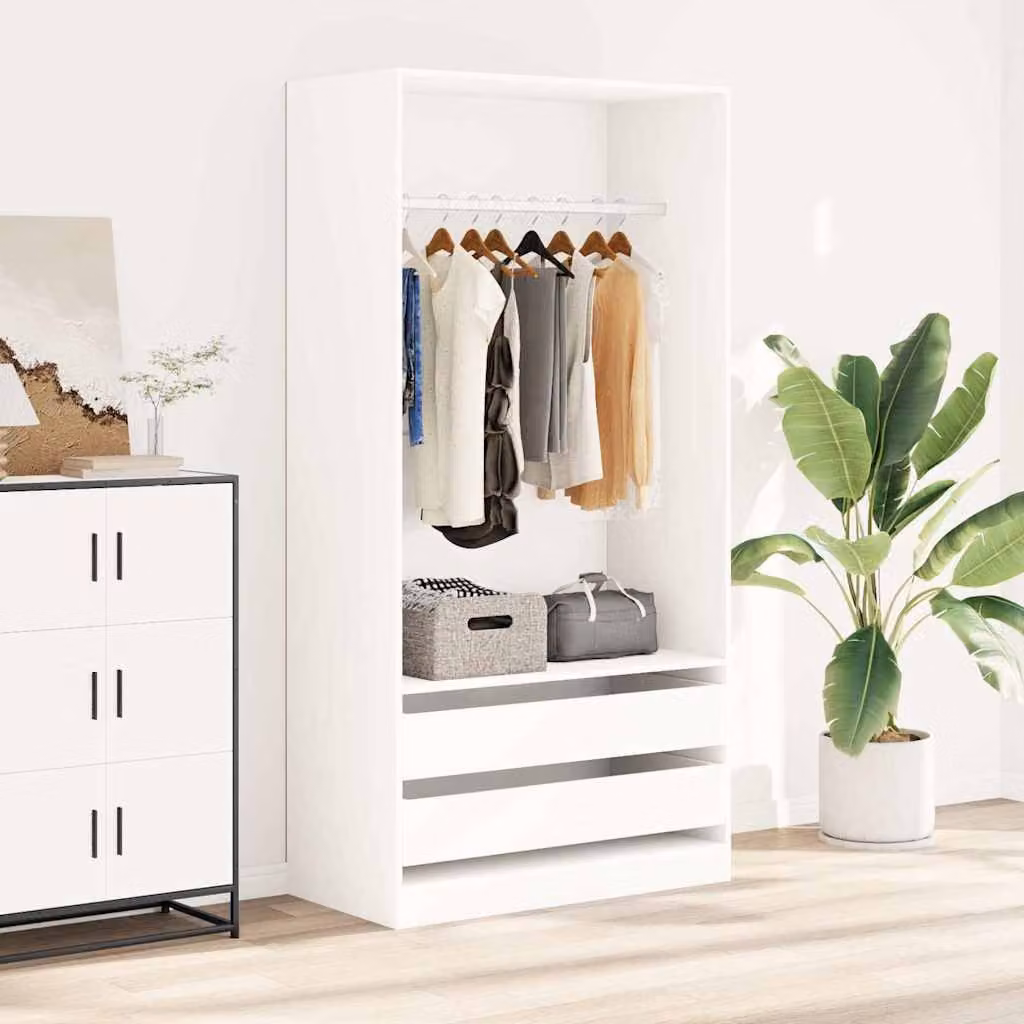 Armadio bianco vidaXL con ante a battente e cassetti integrati in legno e MDF L/P/H: 100 x 50 x 200 cm