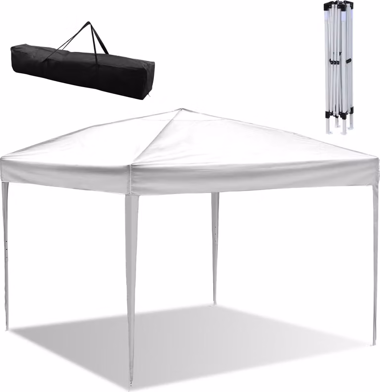 Clanmacy Gazebo pieghevole 3 x 3 m Gazebo pieghevole Tenda da giardino, protezione UV 50+ Gazebo e tende da festa Tenda da festa senza lati bianca