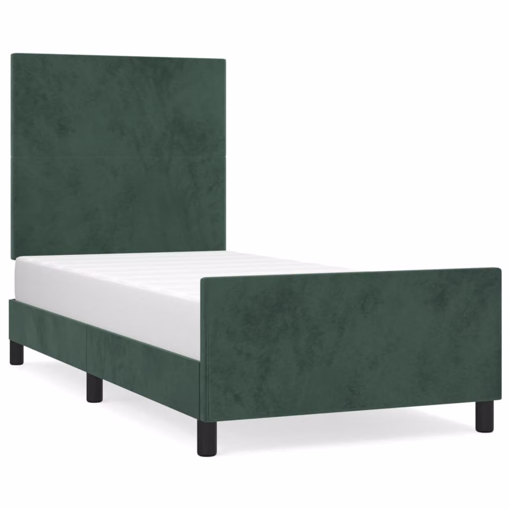 Giroletto senza Materasso Verde Scuro 90x200 cm in Velluto