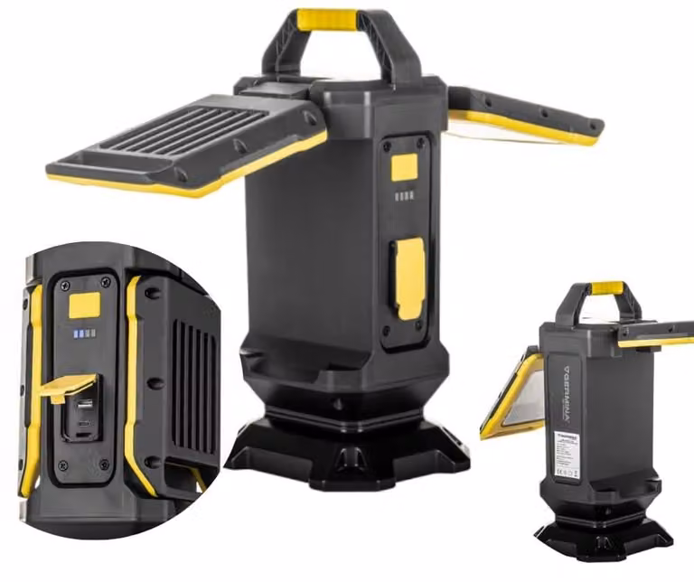 Lampada da lavoro a LED, 2x25W, 4000 lumen, power bank, colore nero