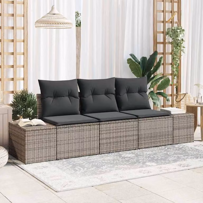 Maison Exclusive - Set di divani componibili, 3 pezzi, grigio [Materiale sintetico]: rattan sintetico