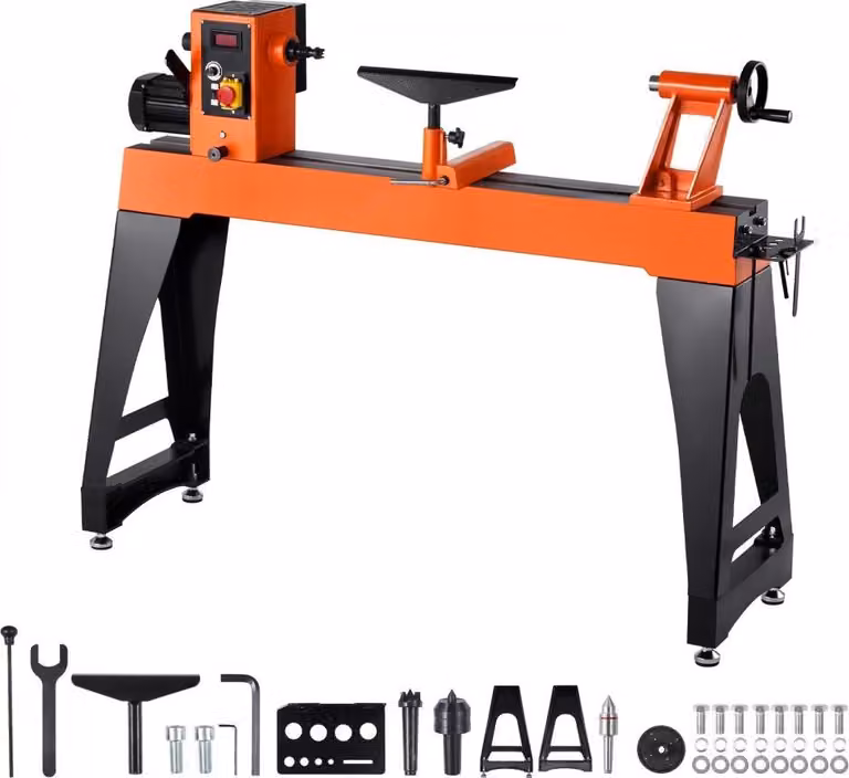 Tornio per legno 1,5 HP/1100 W - Tornio per la lavorazione del legno 406 x 1020 mm - Tornio verticale per legno a velocità variabile 0-3200 giri/min