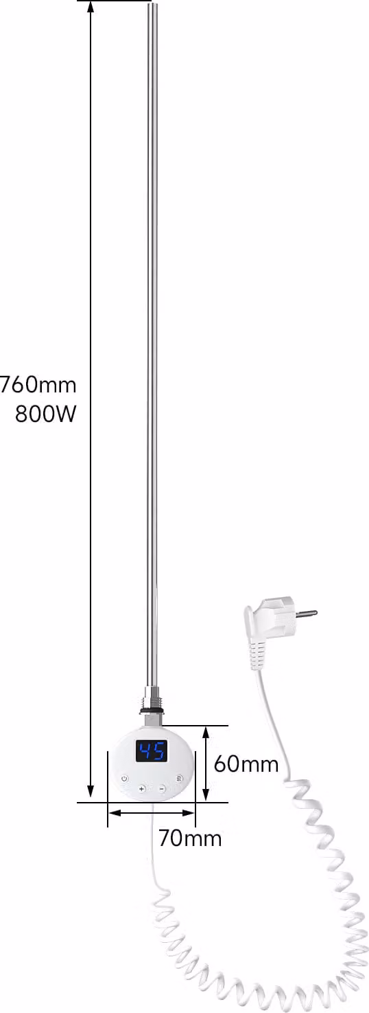 SONNI 800W Bianco portasciugamani elettrico Barra di controllo della temperatura Termostato tubo di riscaldamento intelligente Display LED Termostato portasciugamani