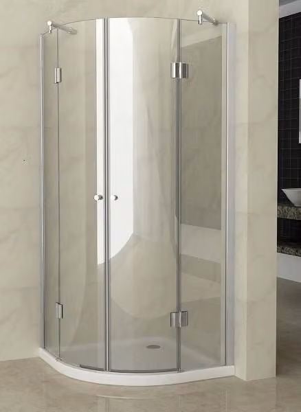 Box doccia Cristallo 8 mm - Semicircolare doppio battente (trasparente) - Misura: 80 x 80 x h195 (raggio 55cm)