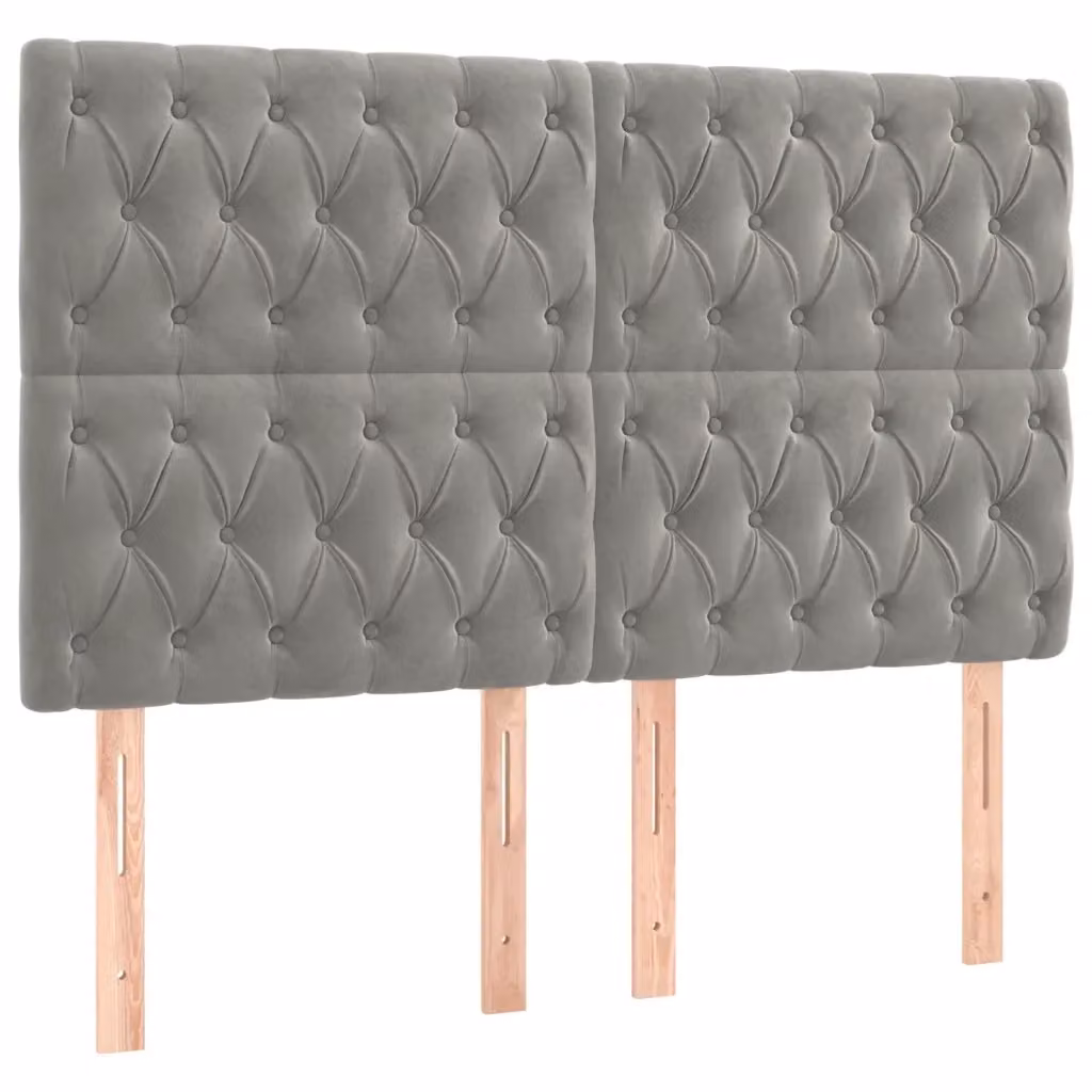 Testiera decorativa Design Mania in velluto grigio chiaro, L: 144 cm, P: 7 cm, H: 118-128 cm – 2