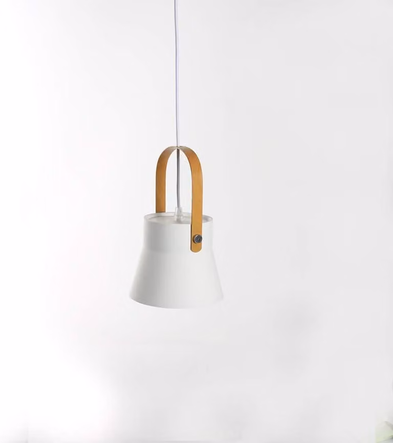 Lampada a sospensione, plafoniera, stile industriale, metallo, design moderno, colore bianco, dimensioni 16,5 x 13,5 cm