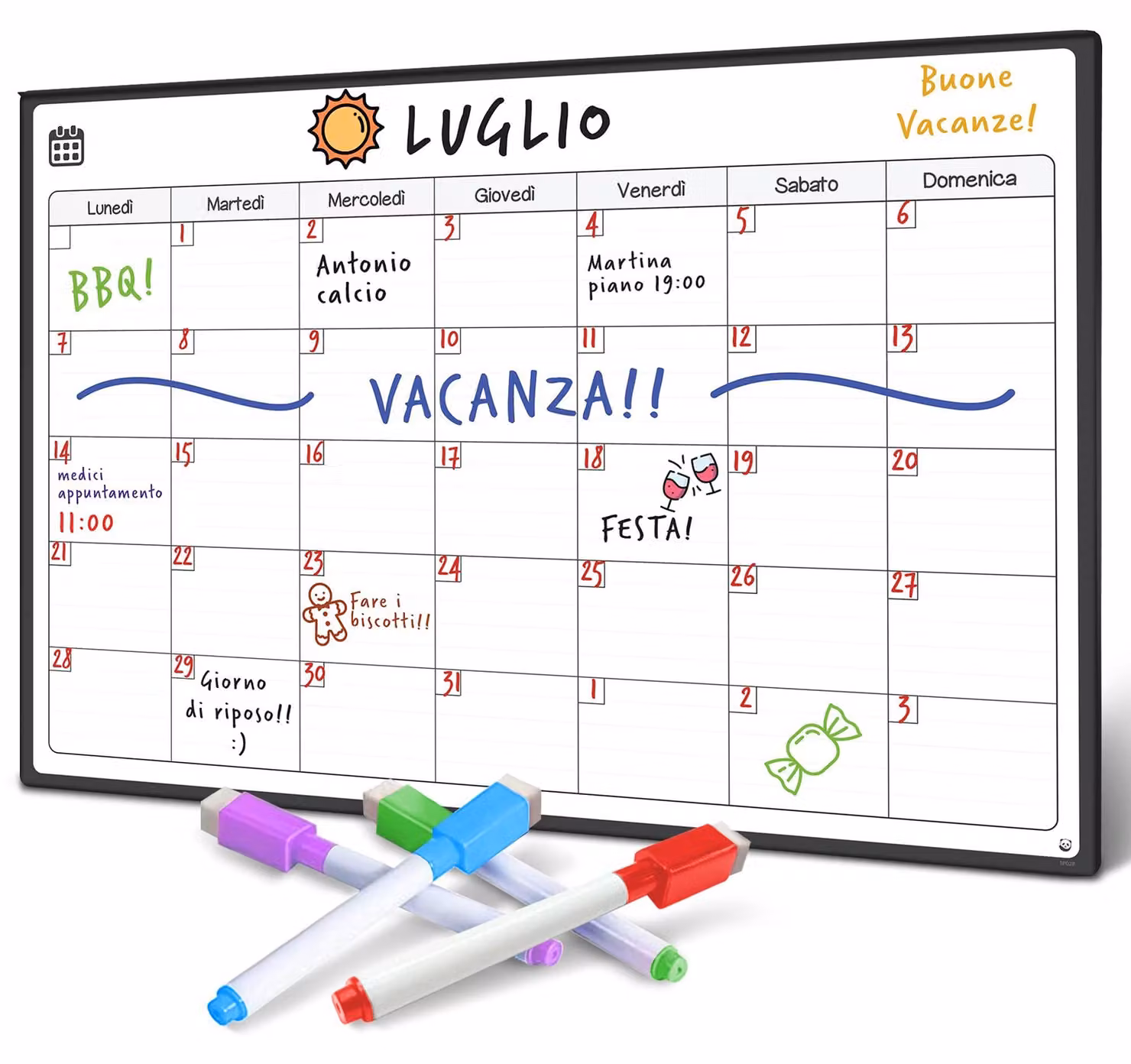 Lavagna magnetica, calendario per frigorifero - versione italiana