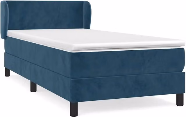 Letto singolo | Letto per adulti | Giroletto a Molle con Materasso Blu Scuro 100x200 cm in Velluto