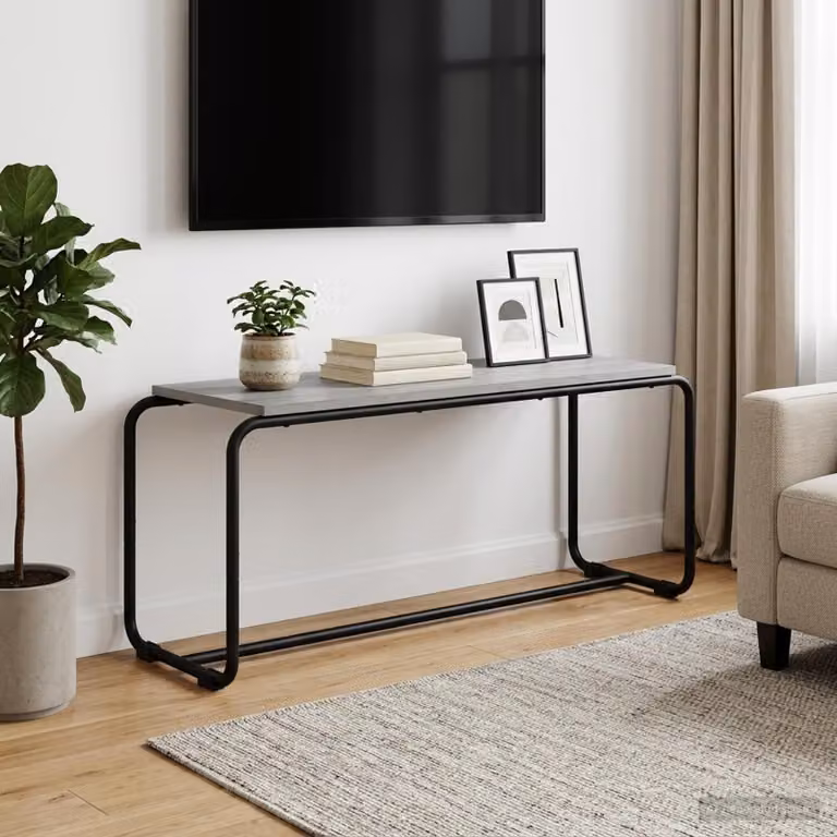 Supporto TV vidaXL moderno in legno e metallo, colore grigio, L: 98 cm, P: 35.5 cm, H: 42 cm