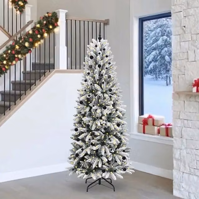 Albero di Natale artificiale moderno vidaXL bianco con luci LED warm white, Altezza: 240 cm – 1