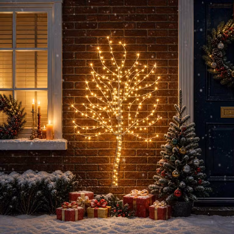 vidaXL Albero di Natale da parete a LED 150 cm 140 LED Bianco caldo