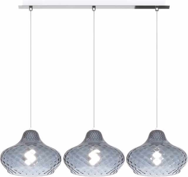 Lampadario Contemporaneo Dress Metallo Cromo Vetro Blu 3 Luci E27
