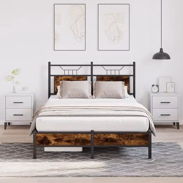 Struttura Letto Design Mania in Rovere Fumo e Metallo, L/P/H: 200 x 120 x 30 cm (senza materasso) – 1