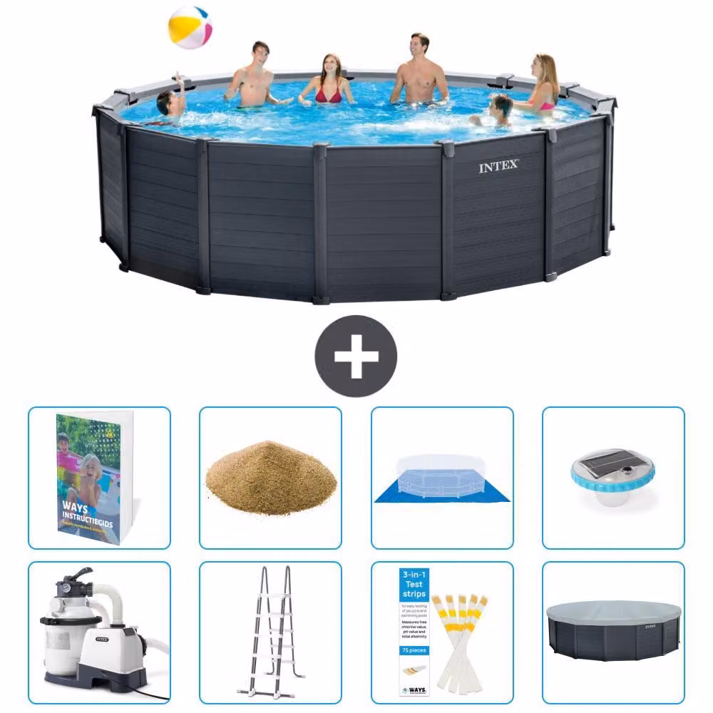 Pannello per piscina in grafite, modello Rund - 478x124 cm - composto da 7 elementi, codice S578