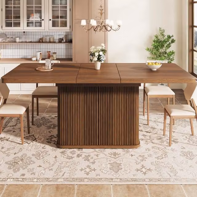 Tavolo allungabile con vano contenitore nascosto piano estensibile in MDF e metallo marrone 140 × 80 × 76.5 cm