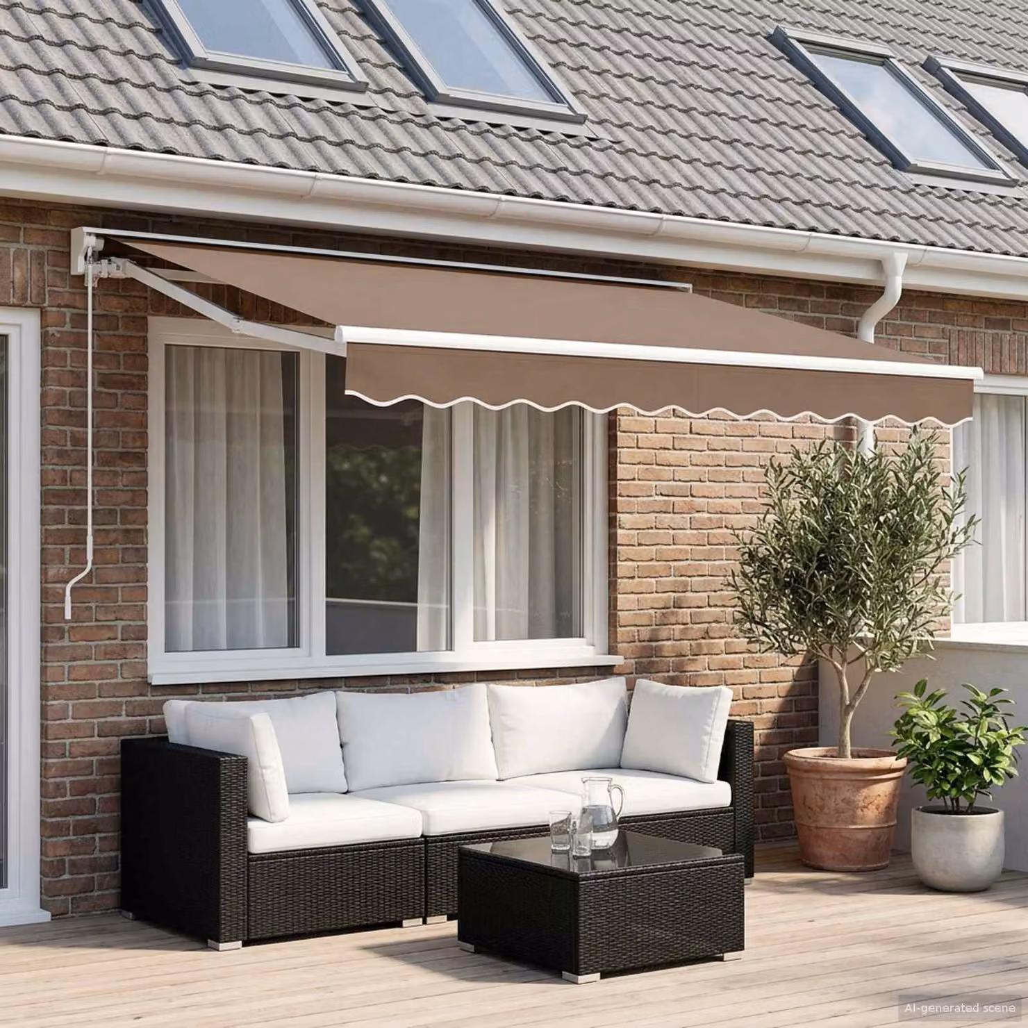 Tenda retrattile vidaXL beige in poliestere e alluminio, L: 350 cm, P: 200 cm