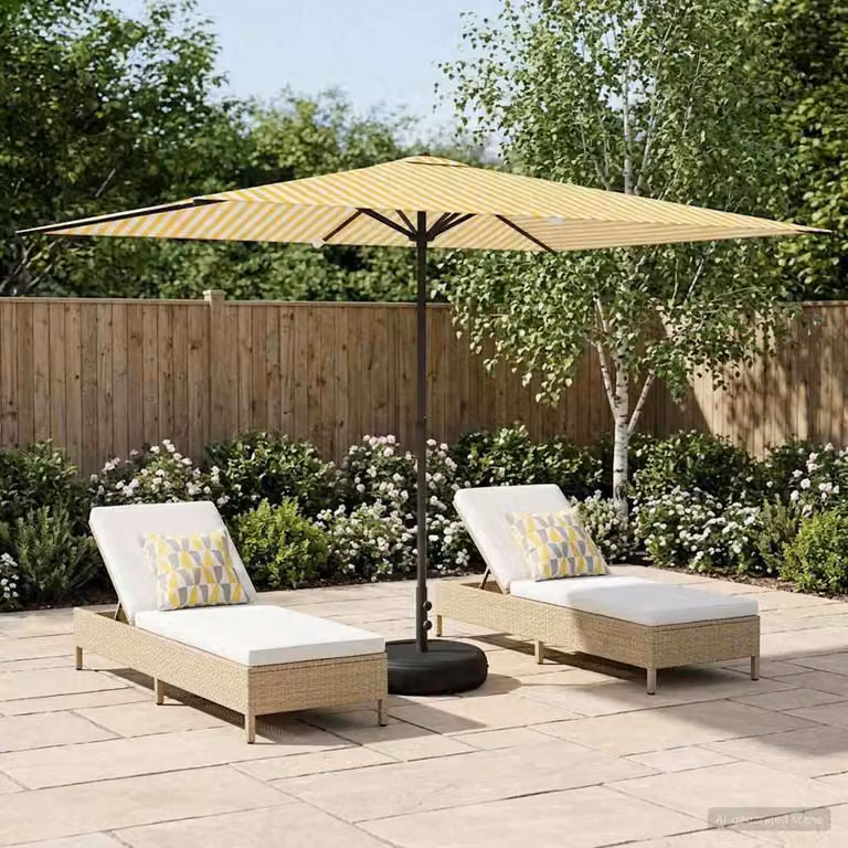Maison Exclusive - Ombrellone da giardino con base, forma rettangolare, 2 x 3 metri, in poliestere