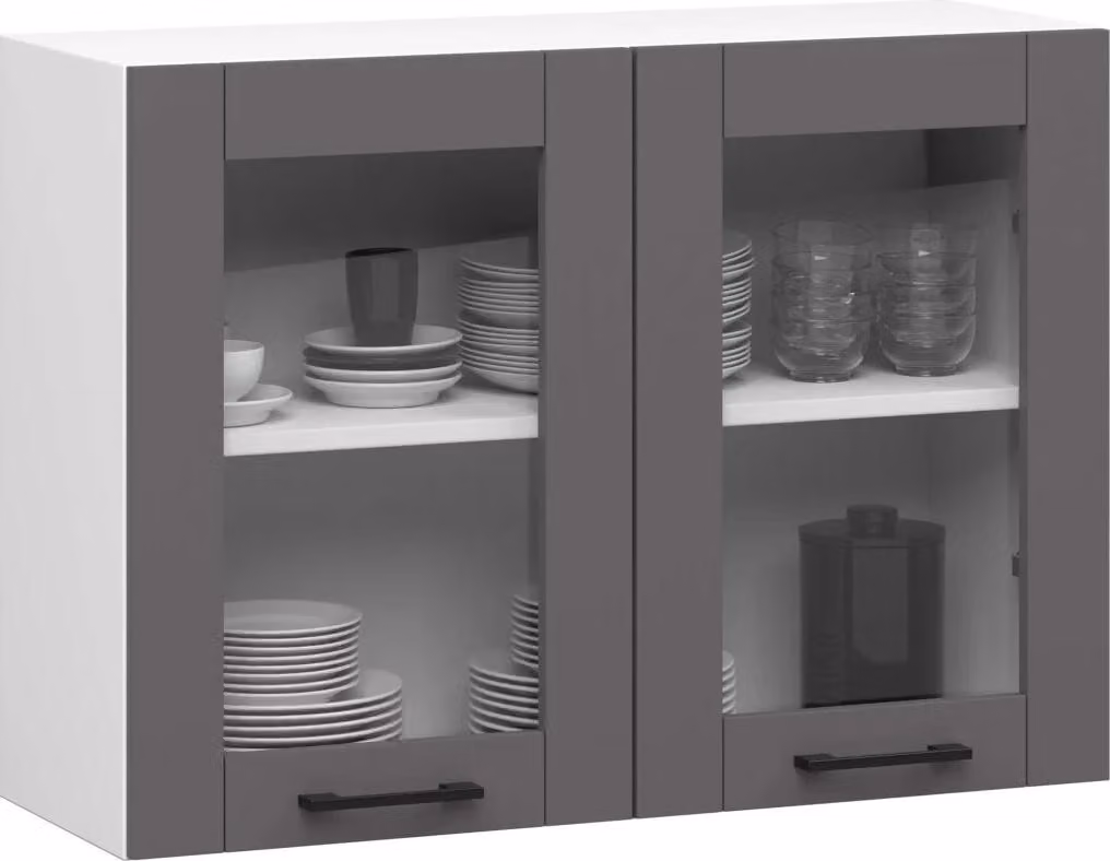 Vetrina a parete 80 cm VERMINA - bianco / grigio