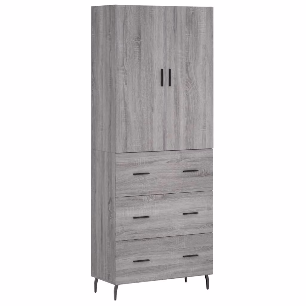 Credenza Grigio Sonoma 69,5x34x180 cm in Legno Multistrato