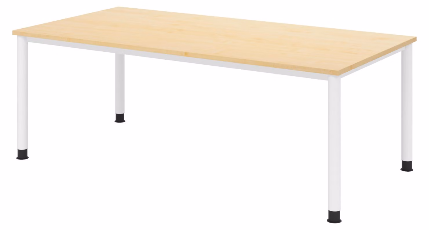 Scrivania bümö Serie H - Finitura: acero, Dimensioni: 200 x 100 cm, Struttura: bianca