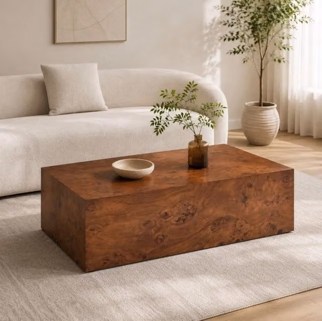 Tavolino da salotto ULEVR 100x59,5x38 cm in MDF effetto noce, design minimalista