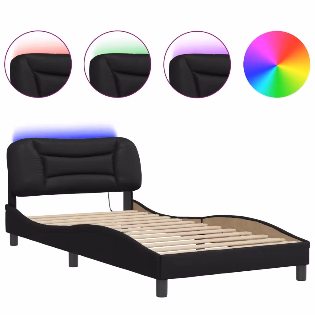 vidaXL Giroletto Hvar Nero con LED e porta USB, L 100 x P 200 cm – 2