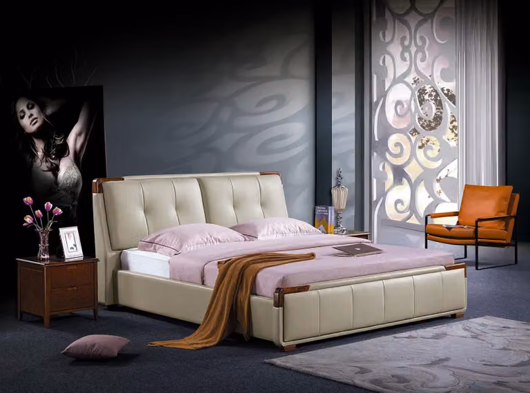 Bett Polster Design Luxus Doppel Hotel Betten Schlaf Zimmer Leder 180x200cm