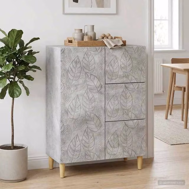 Credenza moderna vidaXL in legno e MDF grigio opaco L: 66 cm, P: 34,5 cm, H: 90 cm