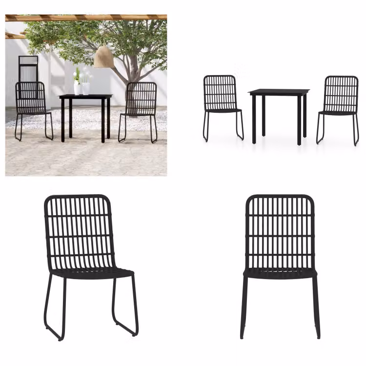 vidaXL Set da pranzo da giardino 3 pezzi nero - Set da pranzo da giardino - Set da pranzo da esterno - Set da pranzo da patio