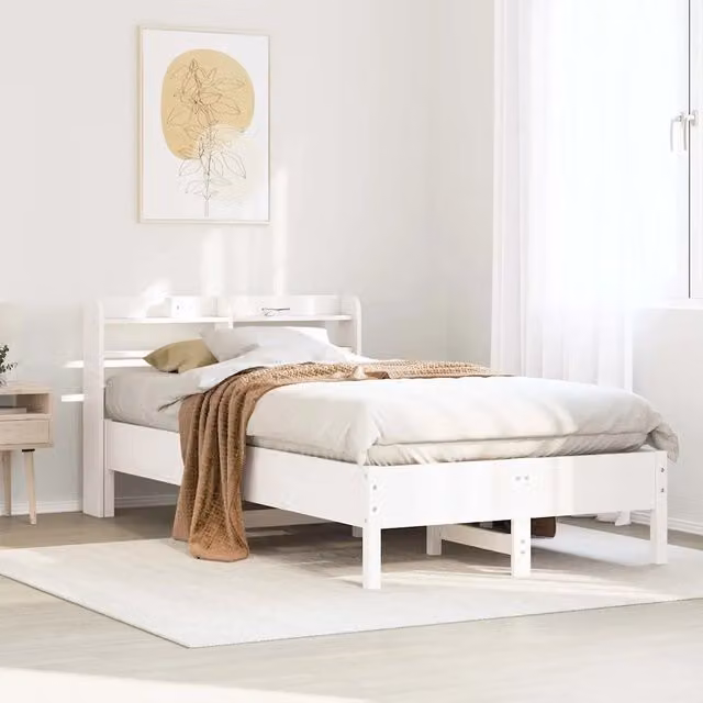 Letto singolo in legno massello di pino bianco stile rustico vidaXL L/P/H: 208 x 85 x 82 cm