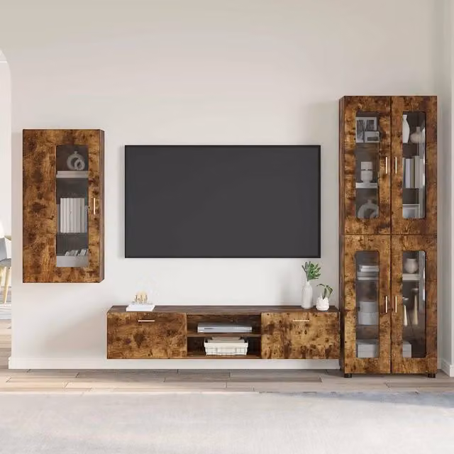 Set mobile TV FLORIN 3 pz Rovere fumé Legno ingegnerizzato 3397949