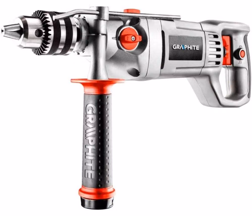 GRAPHITE Trapano a percussione 1050W, mandrino da 16 mm, velocità I: 0-900 rpm, II: 0-2500 rpm