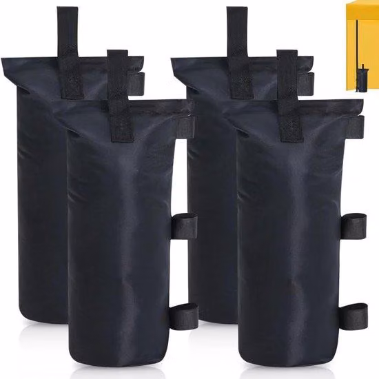 Set di 4 zavorre per gazebo in tessuto Oxford 800D - riempibili con pietre di sabbia - 10 kg - nero
