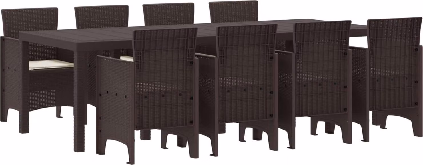 Set da Pranzo per Giardino 9 pcs Marrone Polipropilene