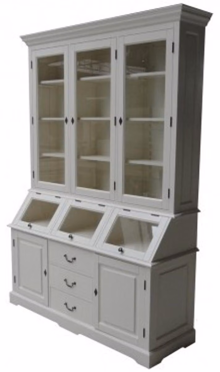 Mobiletto buffet in stile shabby chic della collezione Casa Padrino, in legno di pino e MDF, dimensioni 160 x 50 x 210 cm