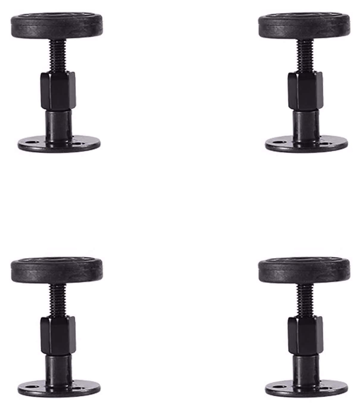 Set di 4 fissaggi regolabili anti-vibrazione per letti, colore nero