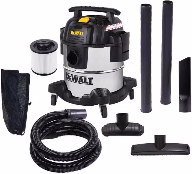 Aspiratore DeWalt per solidi e liquidi con fusto in acciaio e presa utensili da 20 LT DXV20SPTA
