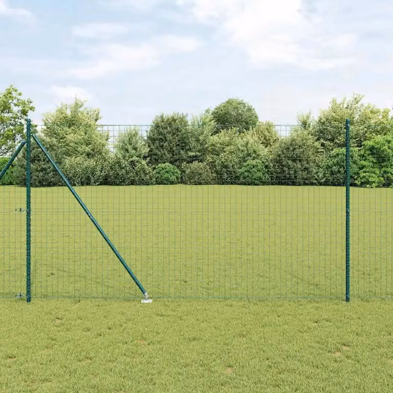 Set di 7 pali per recinzione rotondi vidaXL in acciaio zincato verde con picchetto da terra, Altezza: 180 cm, Diametro: 3,2 cm