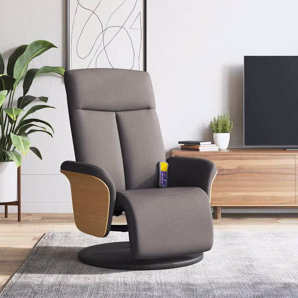 vidaXL Poltrona Reclinabile Relax con Poggiapiedi, Design Moderno, Colore Beige o Grigio, Struttura in Metallo e MDF con Rivestimento in Tessuto e Schiuma